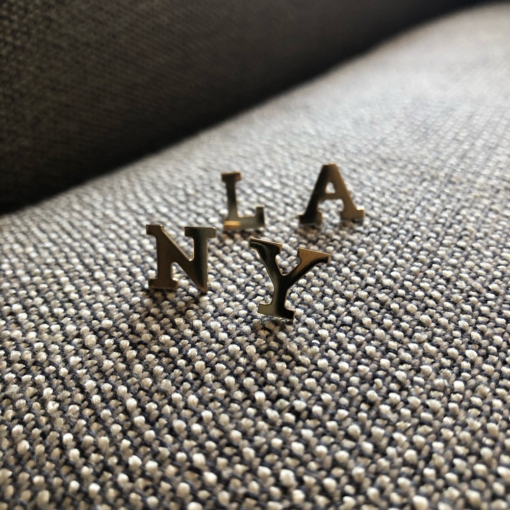 14K Solid Gold Letter Earrings